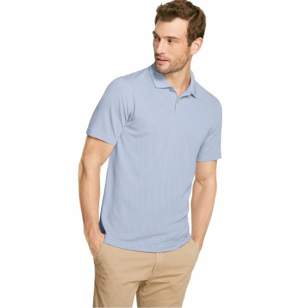 Van Heusen Short Sleeve Ottoman Polo Blu Serenity XXXL 3XL NWT 100% Polyester